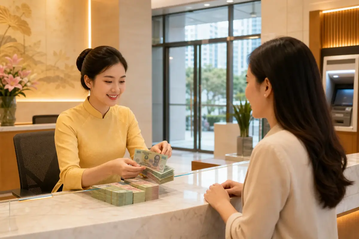 At the Bank & ATM in Saigon: Rút Tiền, Đổi Tiền & Reading Amounts Like a Local
