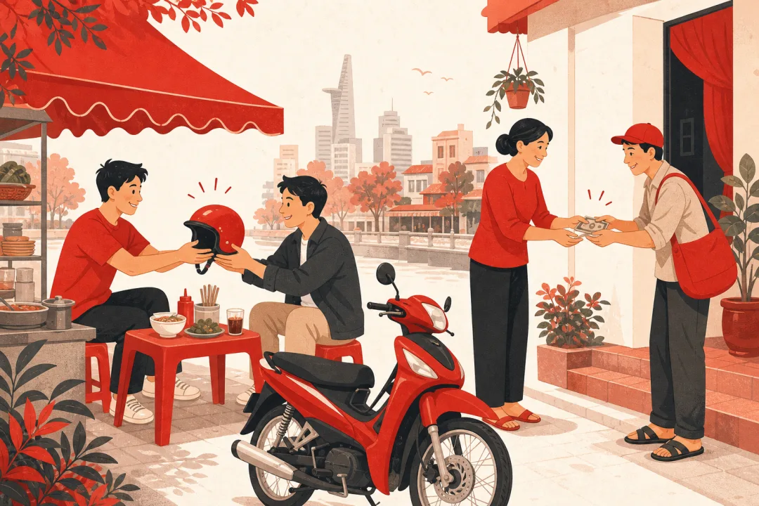 Illustration for the Vietnamese grammar pattern cho mượn / cho vay