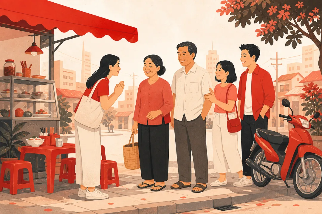 Illustration for the Vietnamese grammar pattern cô/ chú