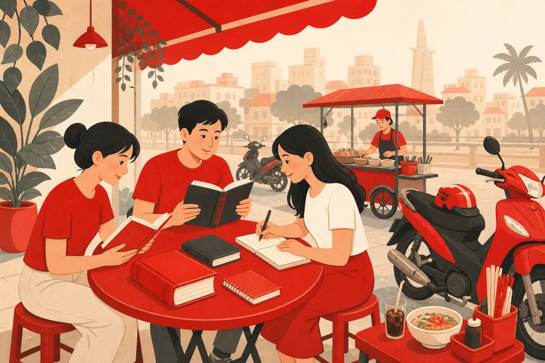 Illustration for the Vietnamese grammar pattern cuốn
