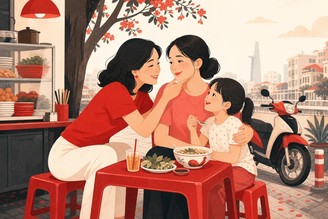 Illustration for the Vietnamese grammar pattern đi