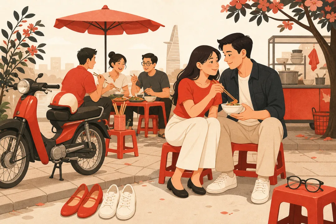 Illustration for the Vietnamese grammar pattern đôi / cặp (pair, couple)