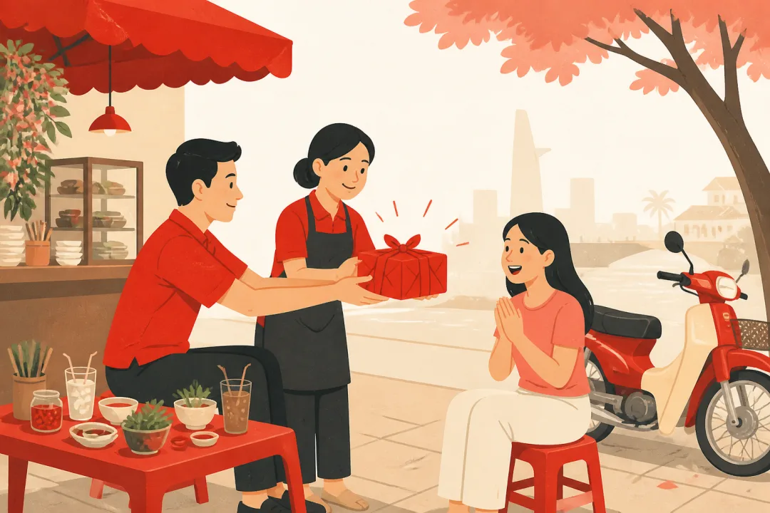 Illustration for the Vietnamese grammar pattern gửi