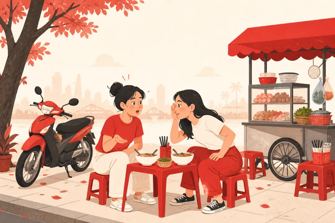 Illustration for the Vietnamese grammar pattern hả