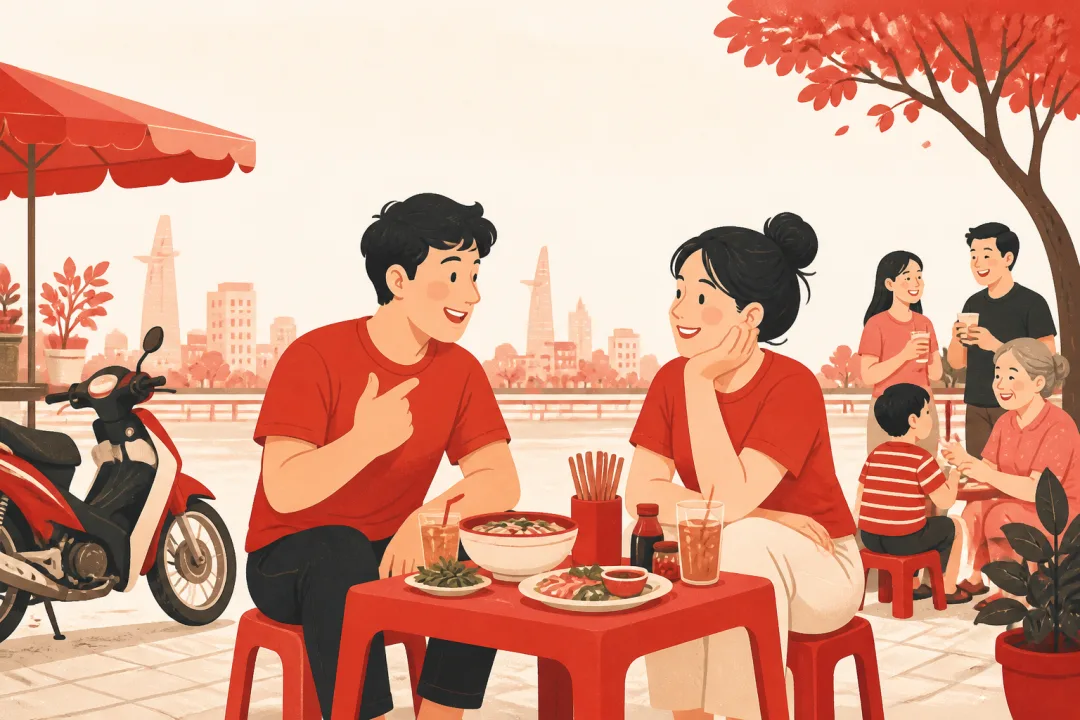 Illustration for the Vietnamese grammar pattern mình