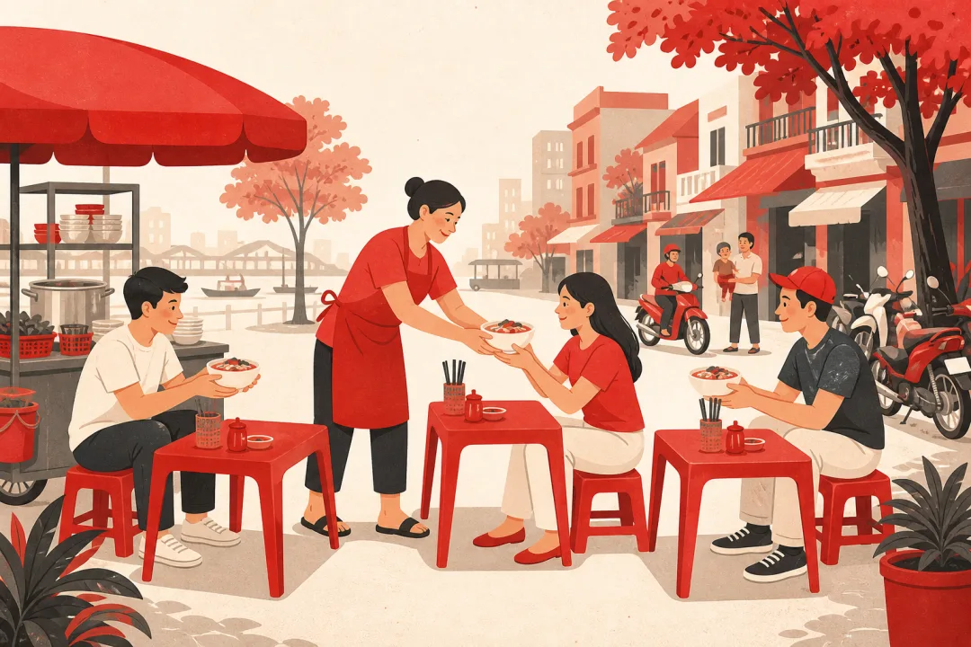 Illustration for the Vietnamese grammar pattern mỗi
