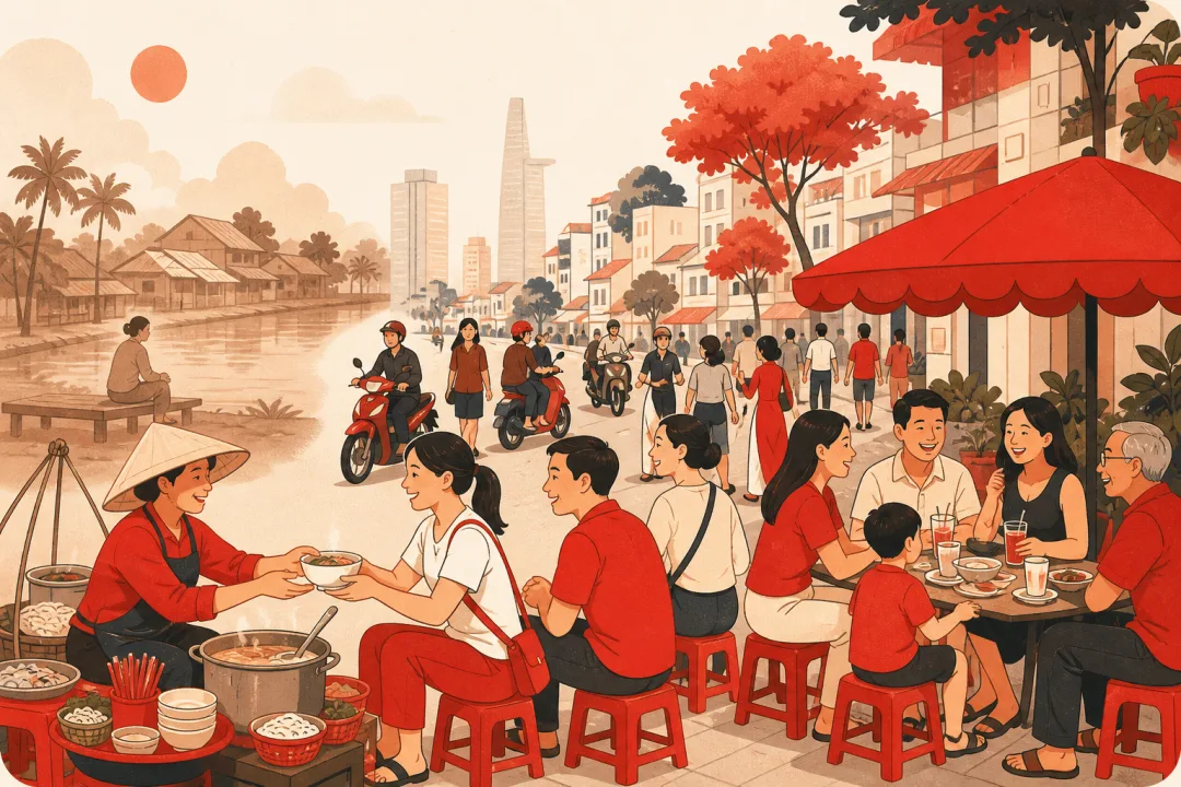 Illustration for the Vietnamese grammar pattern mọi
