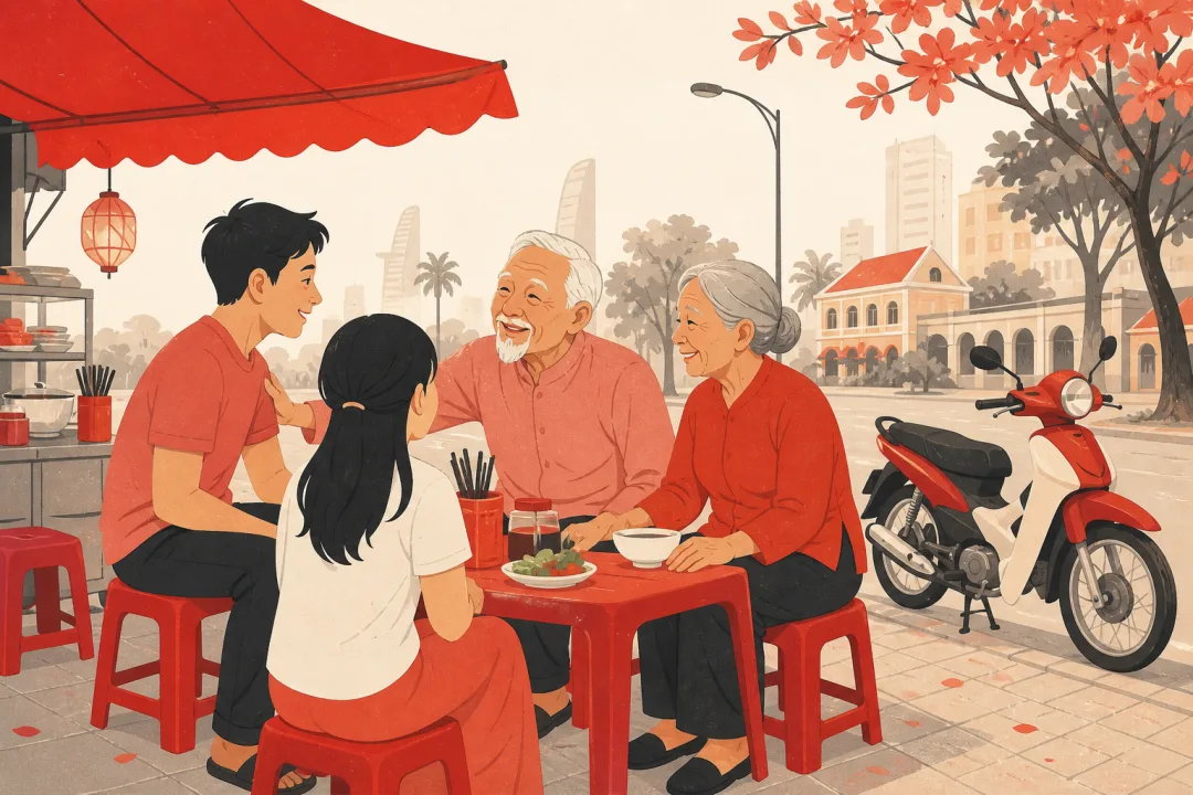 Illustration for the Vietnamese grammar pattern ông/ bà