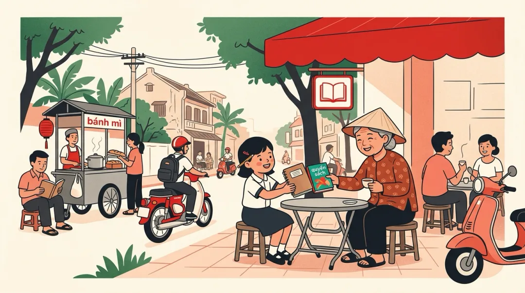 Illustration for the Vietnamese grammar pattern quyển