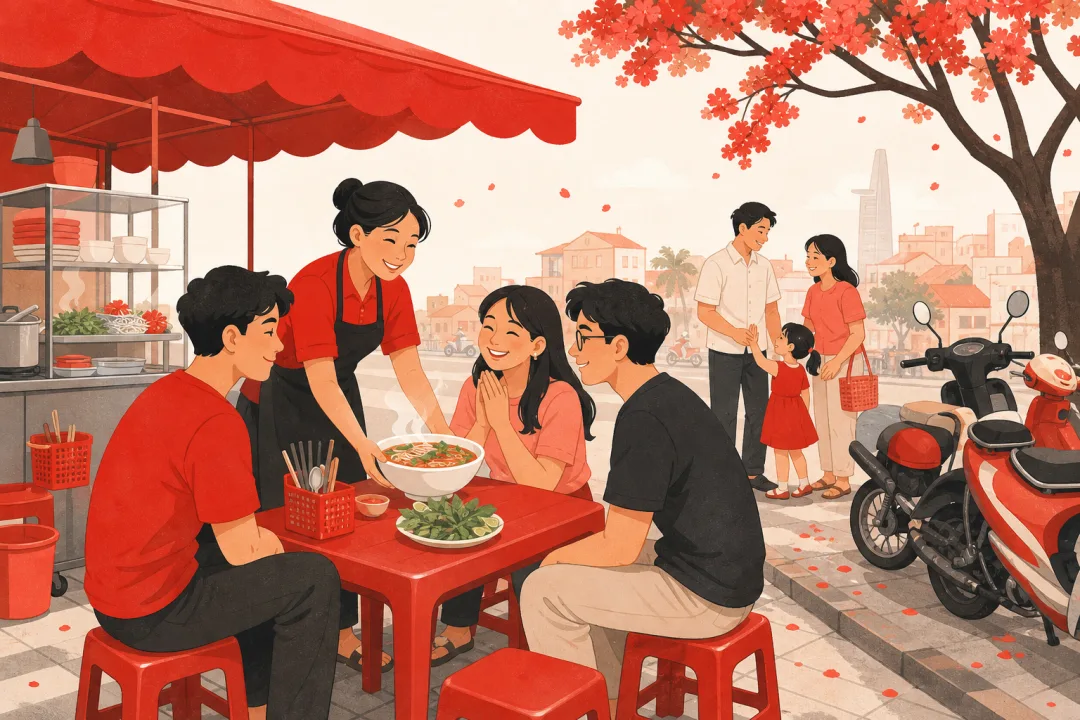Illustration for the Vietnamese grammar pattern rồi