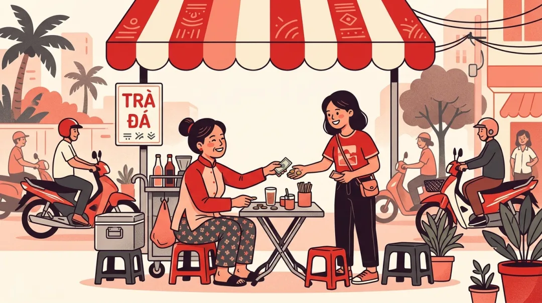Illustration for the Vietnamese grammar pattern trả